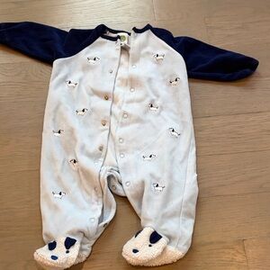 Little Me Navy and Gray Footed One Piece